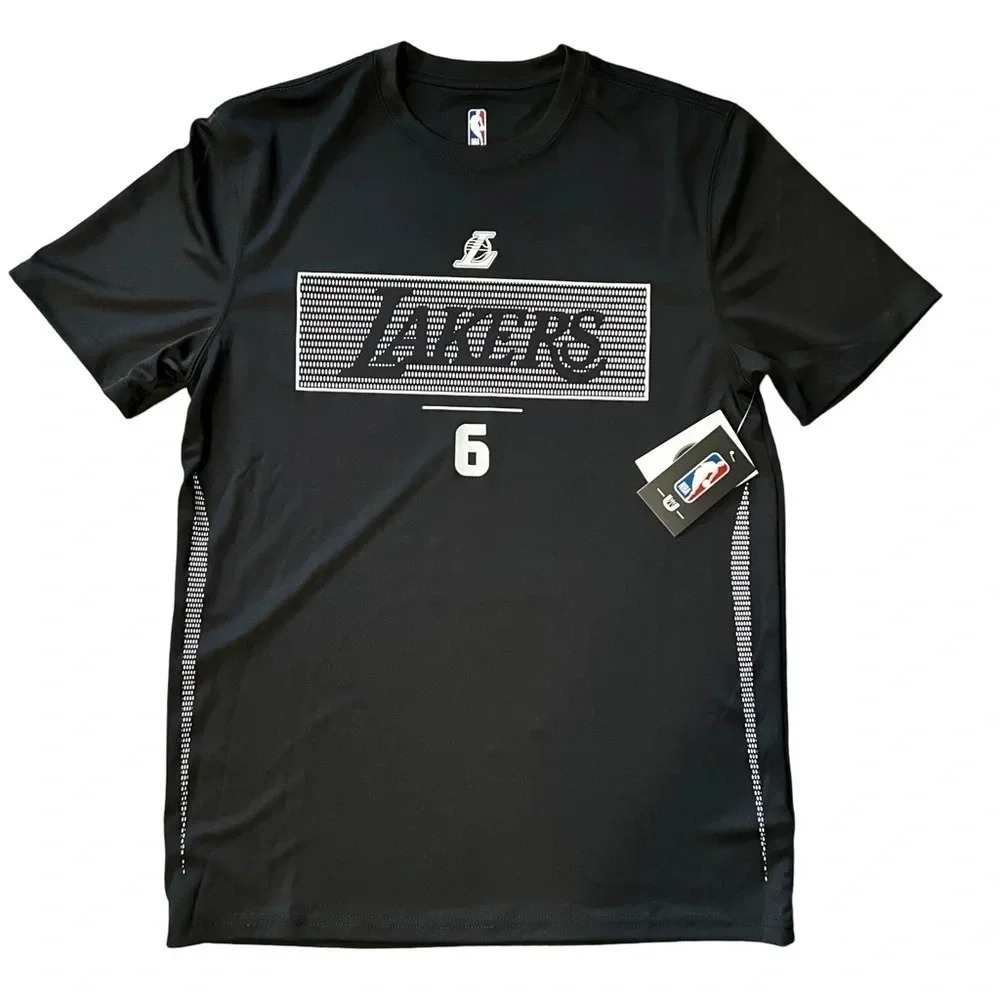 NBA Lakers James 6 Mens Medium Tshirt Black Grey Style VTMB847F NWT